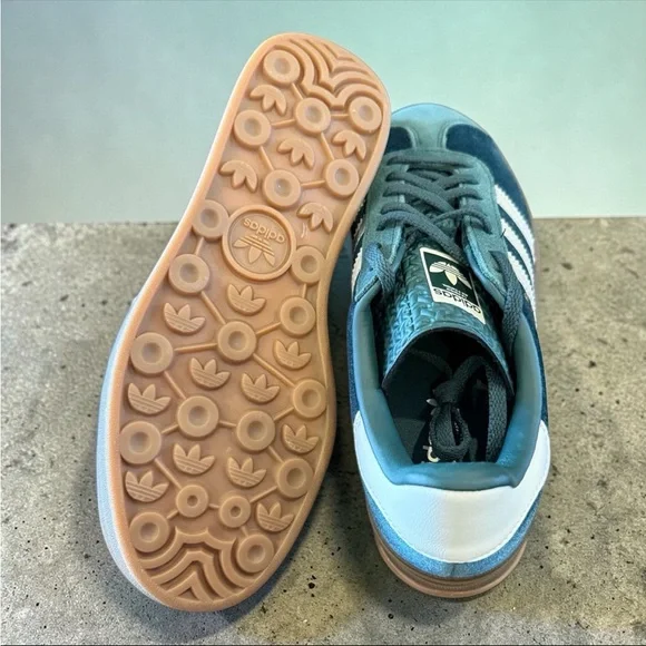 adidas Gazelle Platform Sneakers in Teal, White & Gum - Picture 4 of 4